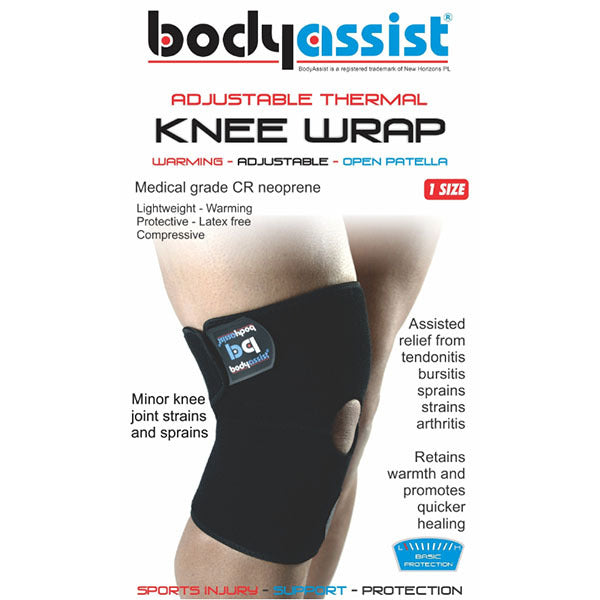Bodyassist Thermal Knee Wrap Open Patella - Black