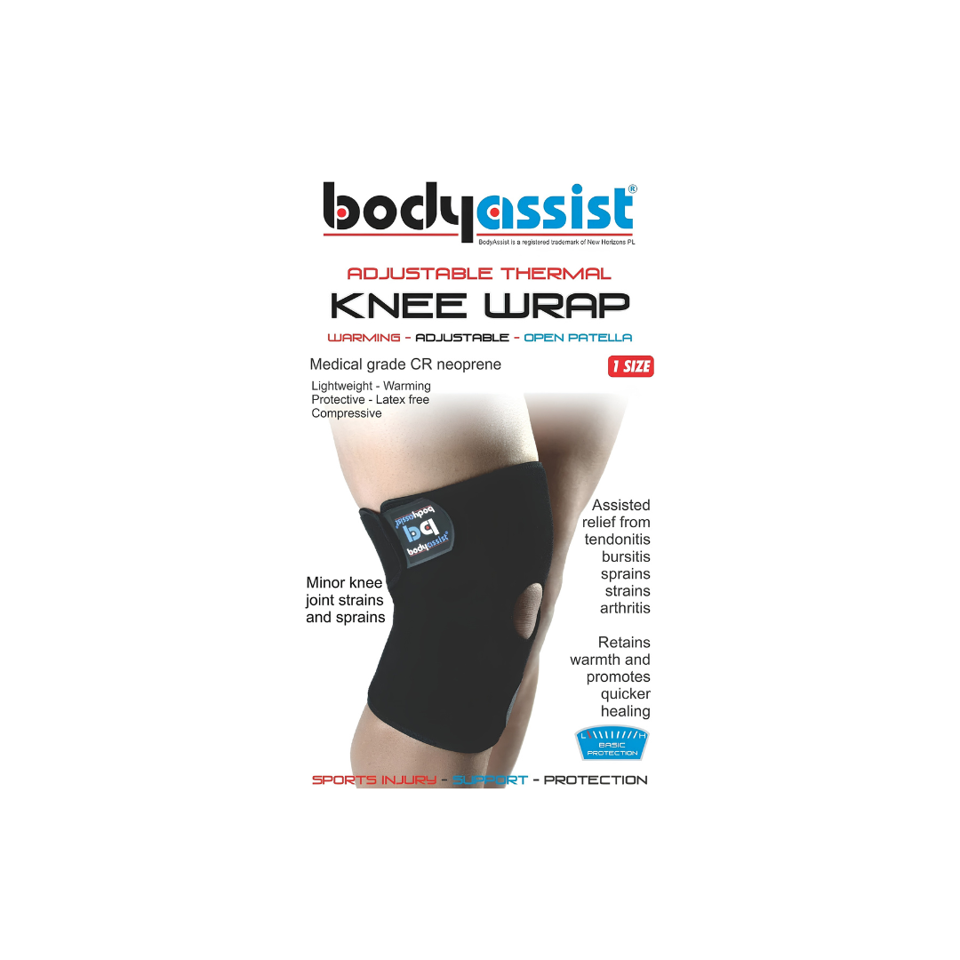 Body Assist Thermal Knee Wrap Open Patella – Black
