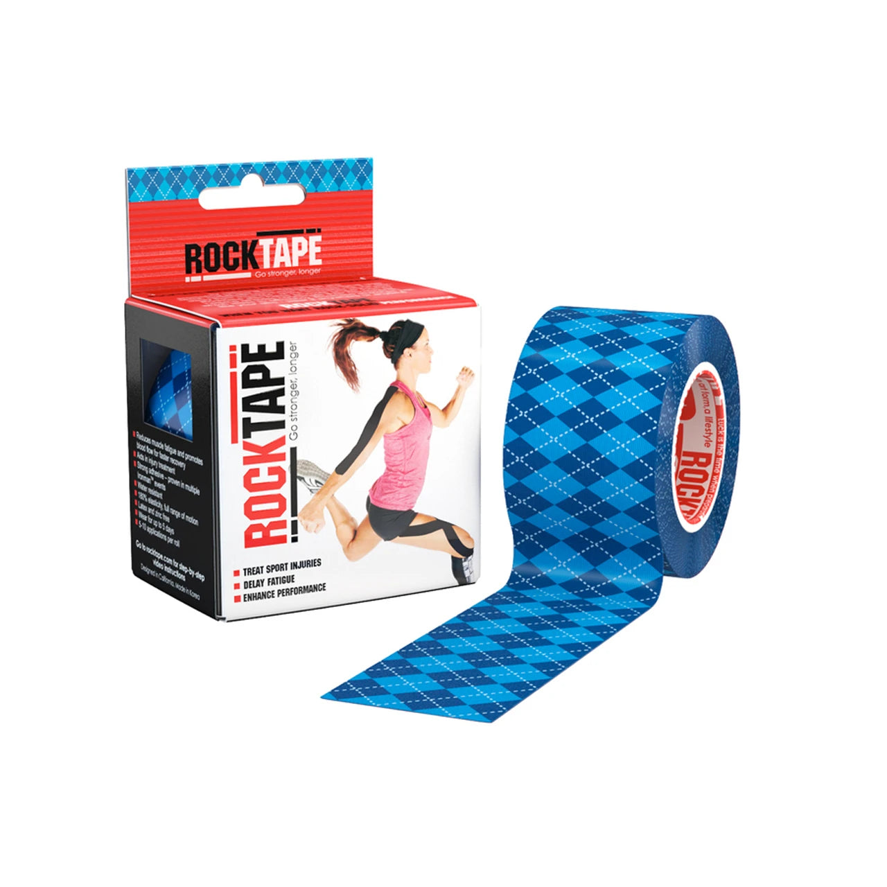 RockTape Kinesiology Tape Argyle Blue - 5cm x 5m