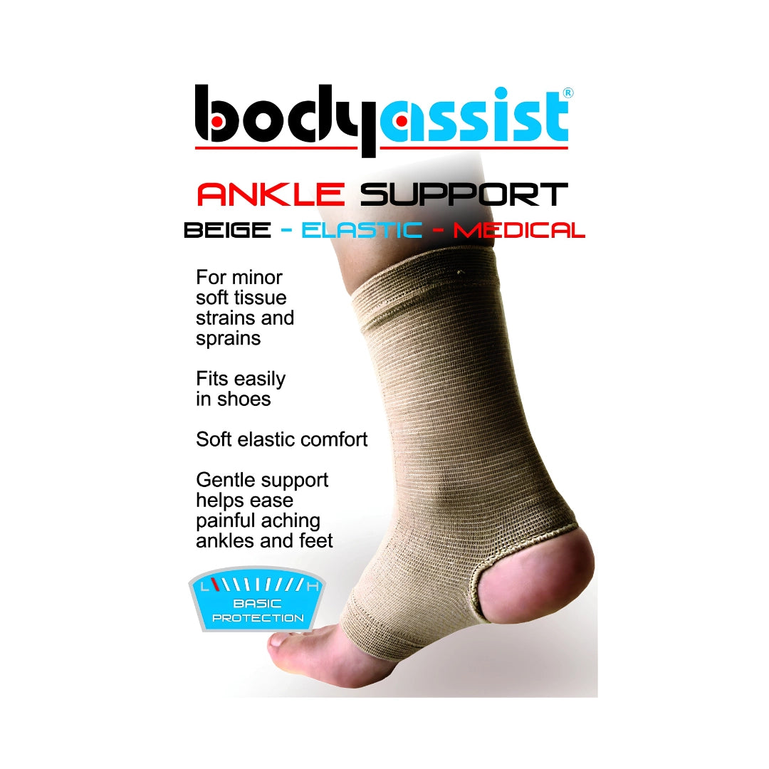 Body Assist Slip-On Basic Elastic Ankle Support – Beige - Medium