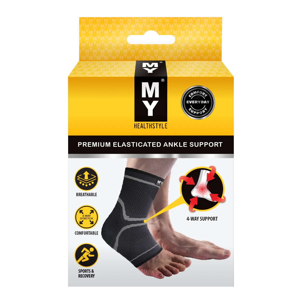 MY Healthstyle Premium Elasticated Ankle Support - Extra Large