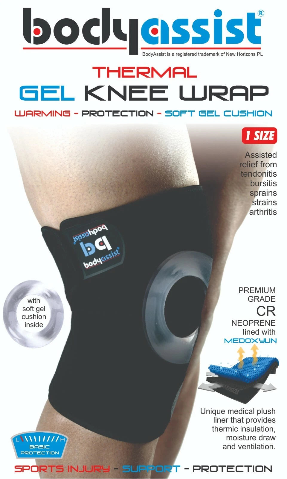 Bodyassist Thermal Knee Wrap With Gel Buttress